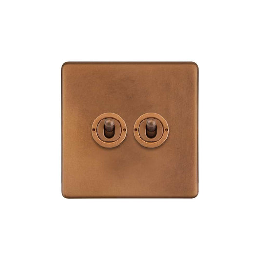 The Chiswick Collection Antique Copper 2 Gang 2 Way Toggle Switch