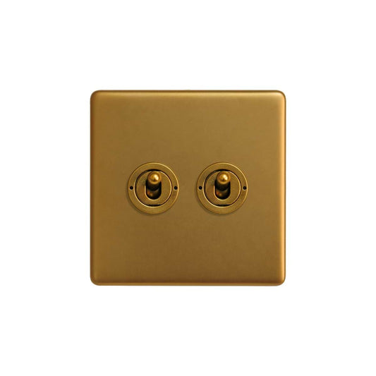 The Sloane Collection Antique Gold 2 Gang 2 Way Toggle Switch