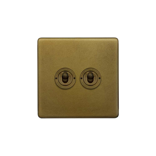 The Belgravia Collection Old Brass 2 Gang 2 Way Toggle Switch