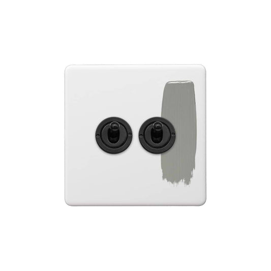 Soho Lighting Primed Paintable 2 Gang Toggle Switch 2-Way with Matt Black Switch