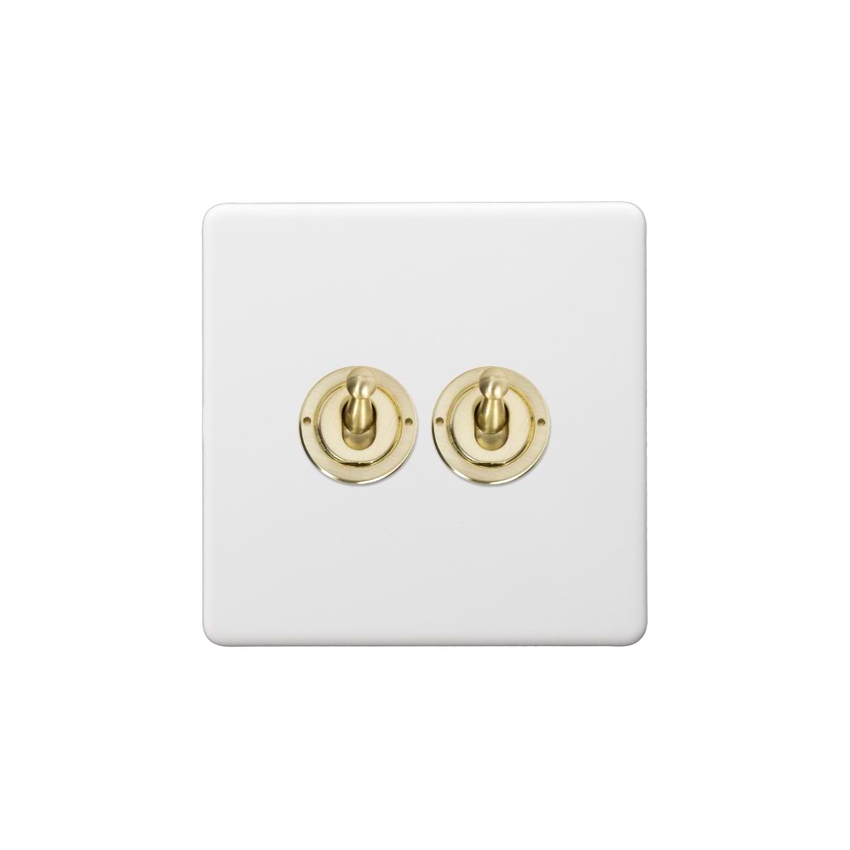 Soho Lighting Primed Paintable 2 Gang Toggle Switch 2-Way with Brushed Brass Switch