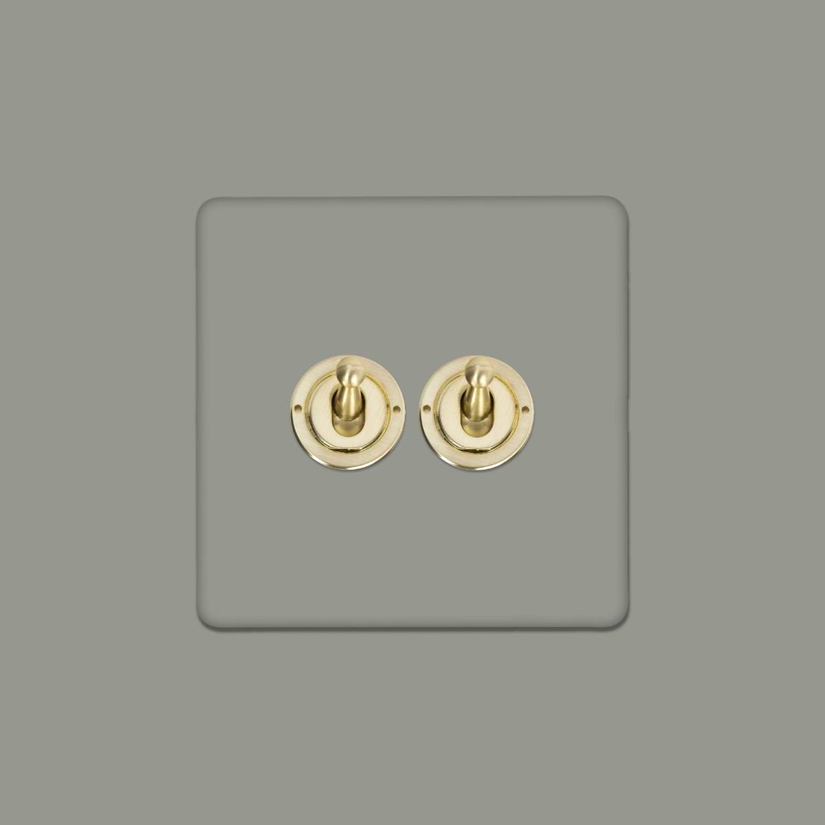Soho Lighting Primed Paintable 2 Gang Toggle Switch 2-Way with Brushed Brass Switch