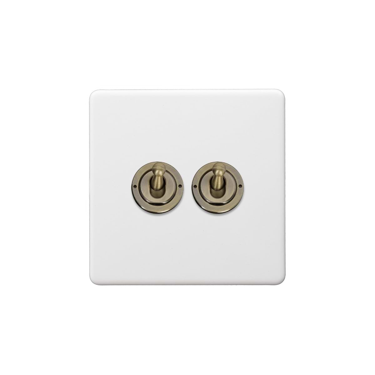 Soho Lighting Primed Paintable 2 Gang Toggle Switch 2-Way with Antique Brass Switch