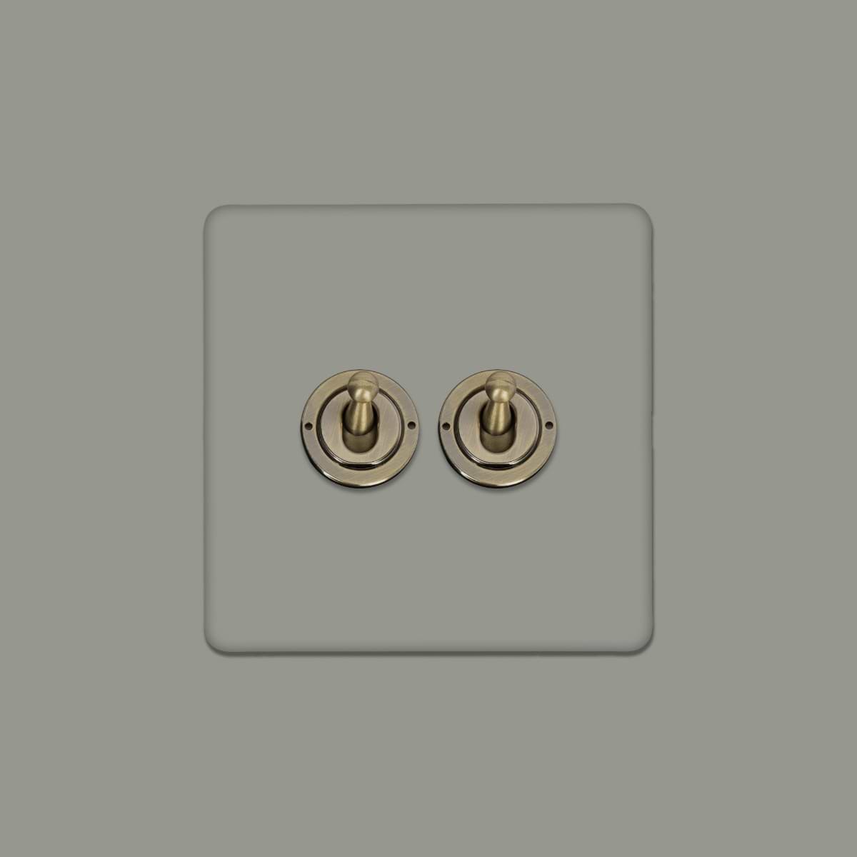 Soho Lighting Primed Paintable 2 Gang Toggle Switch 2-Way with Antique Brass Switch