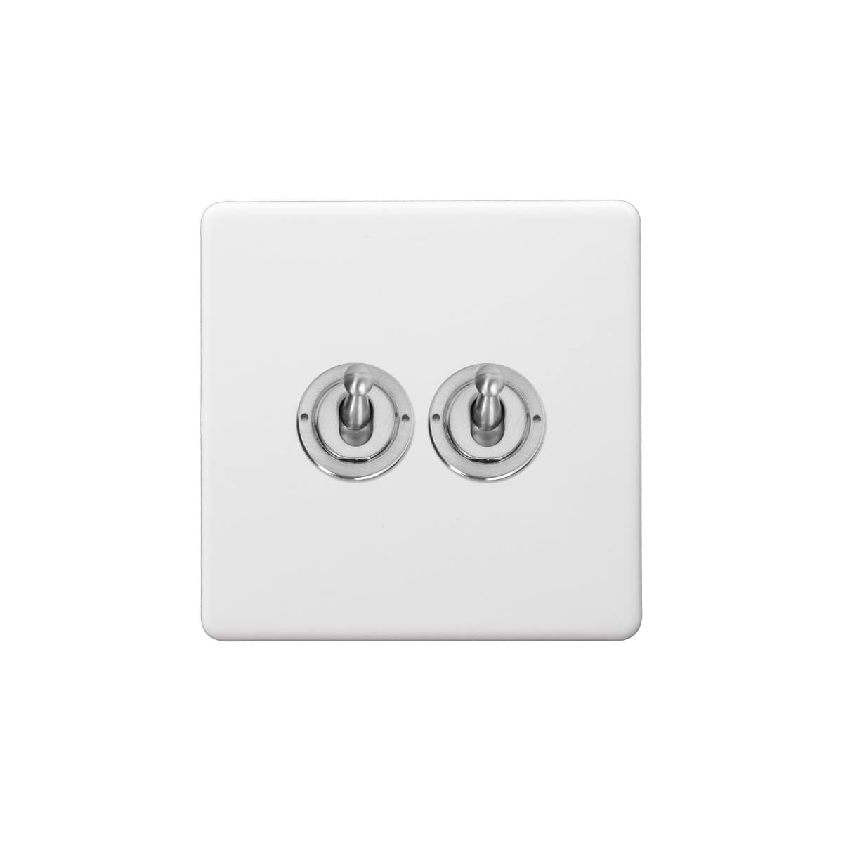 Soho Lighting Primed Paintable 2 Gang Toggle Switch 2-Way with Brushed Chrome Switch