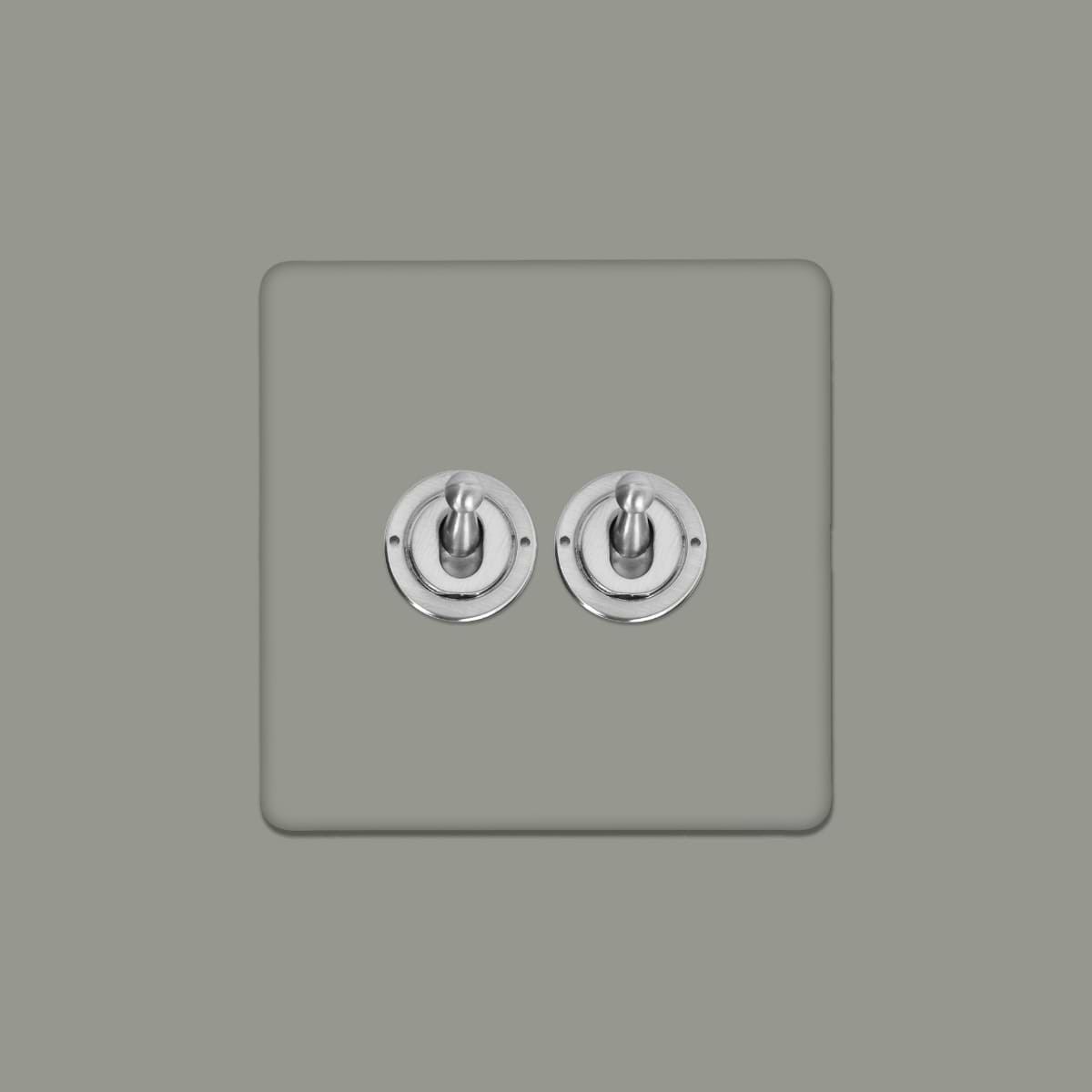 Soho Lighting Primed Paintable 2 Gang Toggle Switch 2-Way with Brushed Chrome Switch