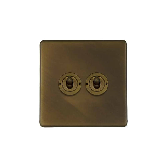The Westminster Collection Vintage Brass 2 Gang 2 Way Toggle Switch