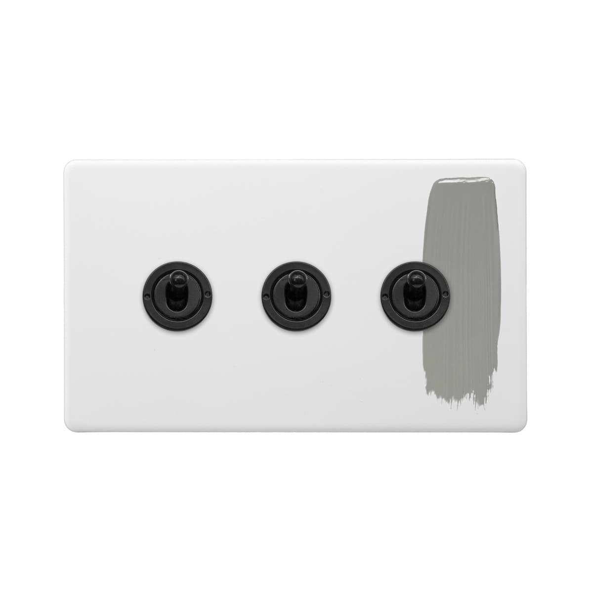 Soho Lighting Primed Paintable 3 Gang 2 Way Toggle Switch with Matt Black Switch