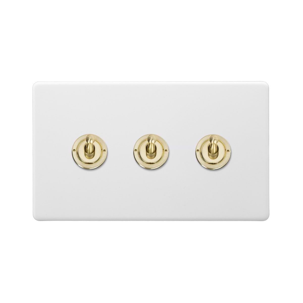 Soho Lighting Primed Paintable 3 Gang 2 Way Toggle Switch with Brushed Brass Switch