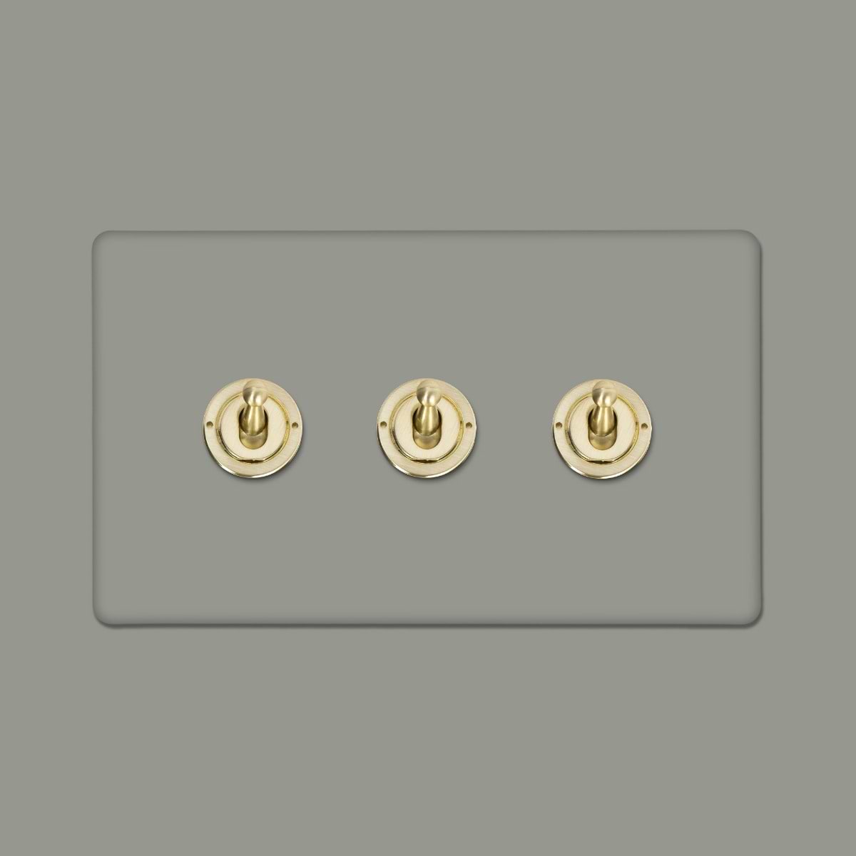 Soho Lighting Primed Paintable 3 Gang 2 Way Toggle Switch with Brushed Brass Switch
