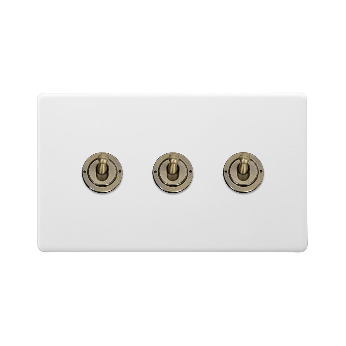 Soho Lighting Primed Paintable 3 Gang 2 Way Toggle Switch with Antique Brass Switch