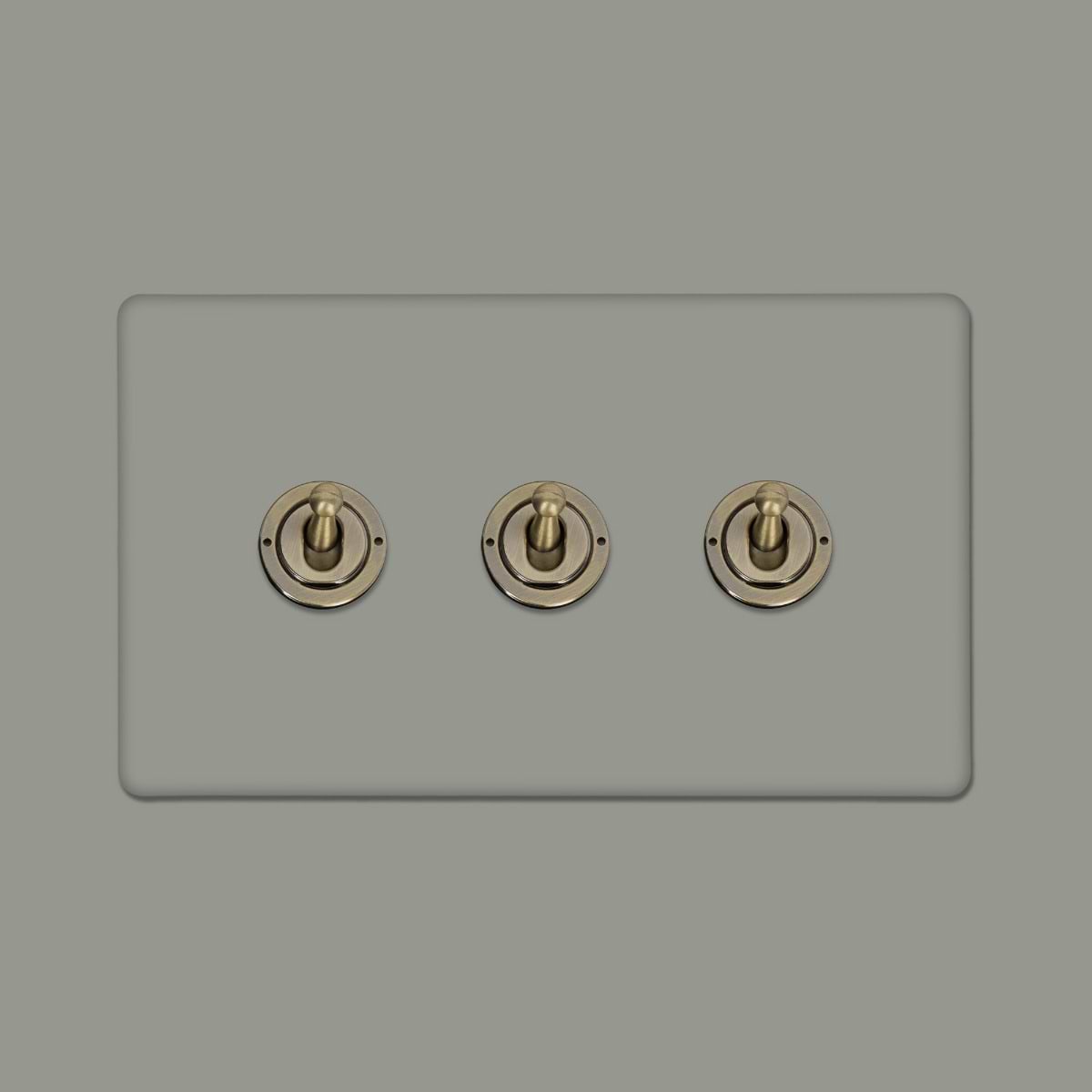 Soho Lighting Primed Paintable 3 Gang 2 Way Toggle Switch with Antique Brass Switch