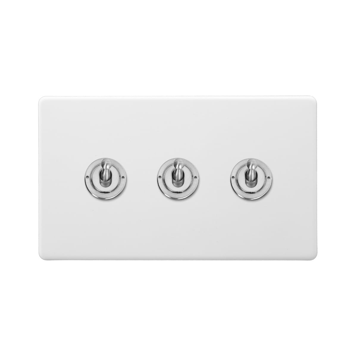 Soho Lighting Primed Paintable 3 Gang 2 Way Toggle Switch with Brushed Chrome Switch