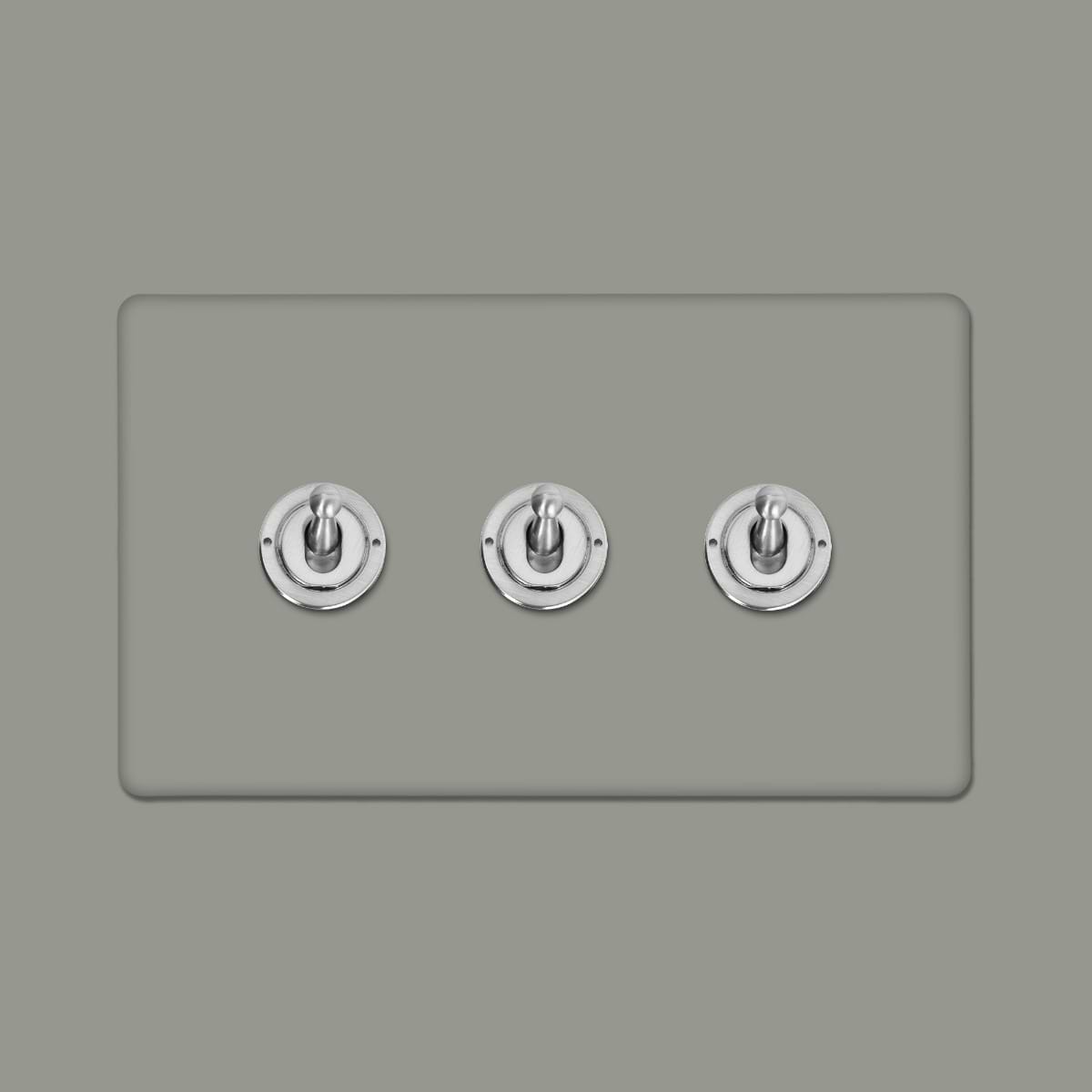 Soho Lighting Primed Paintable 3 Gang 2 Way Toggle Switch with Brushed Chrome Switch