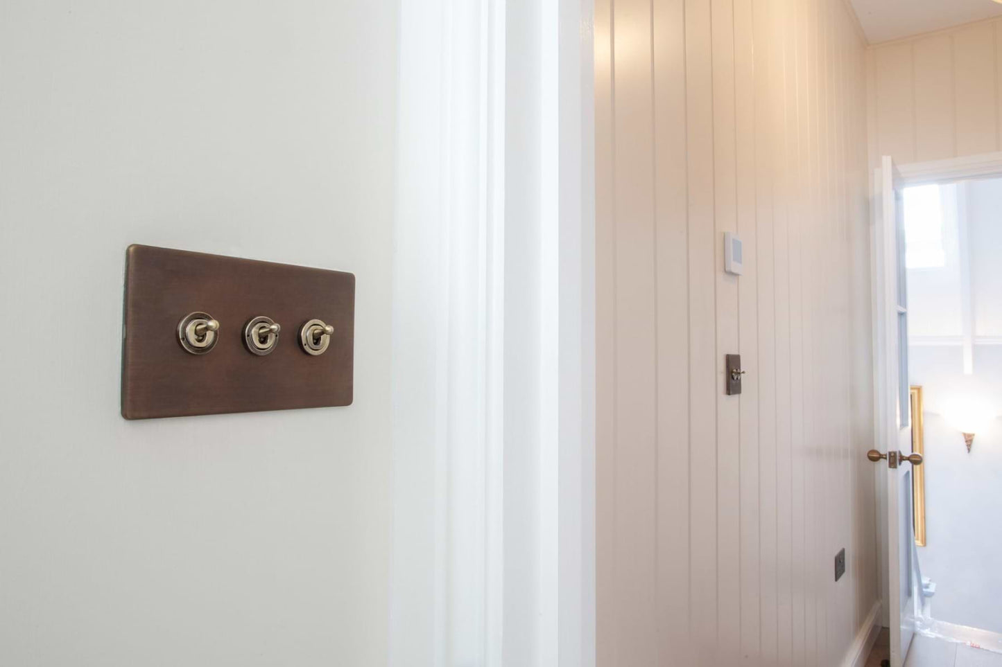 The Westminster Collection Vintage Brass 3 Gang 2 Way Toggle Switch