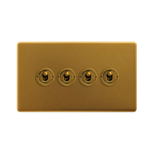 The Sloane Collection Antique Gold Period 4 Gang 2 Way Toggle Switch