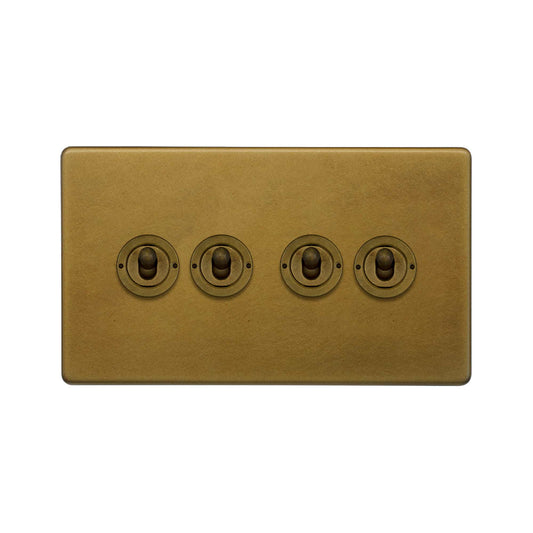 The Belgravia Collection Old Brass Period 4 Gang 2 Way Toggle Switch