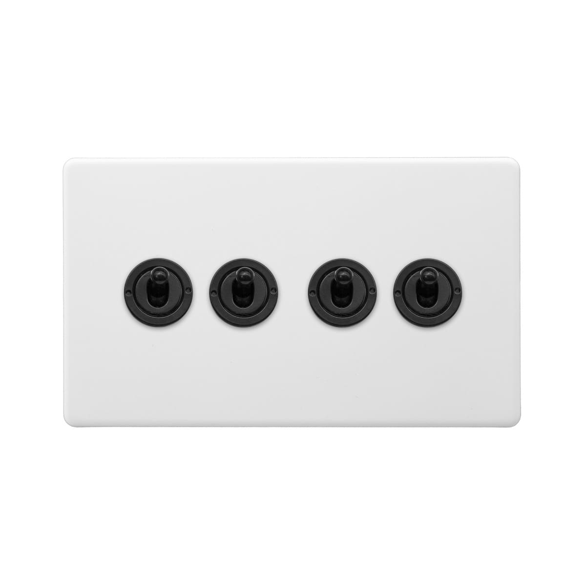 Soho Lighting Primed Paintable 4 Gang 2 Way Toggle Switch with Matt Black Switch