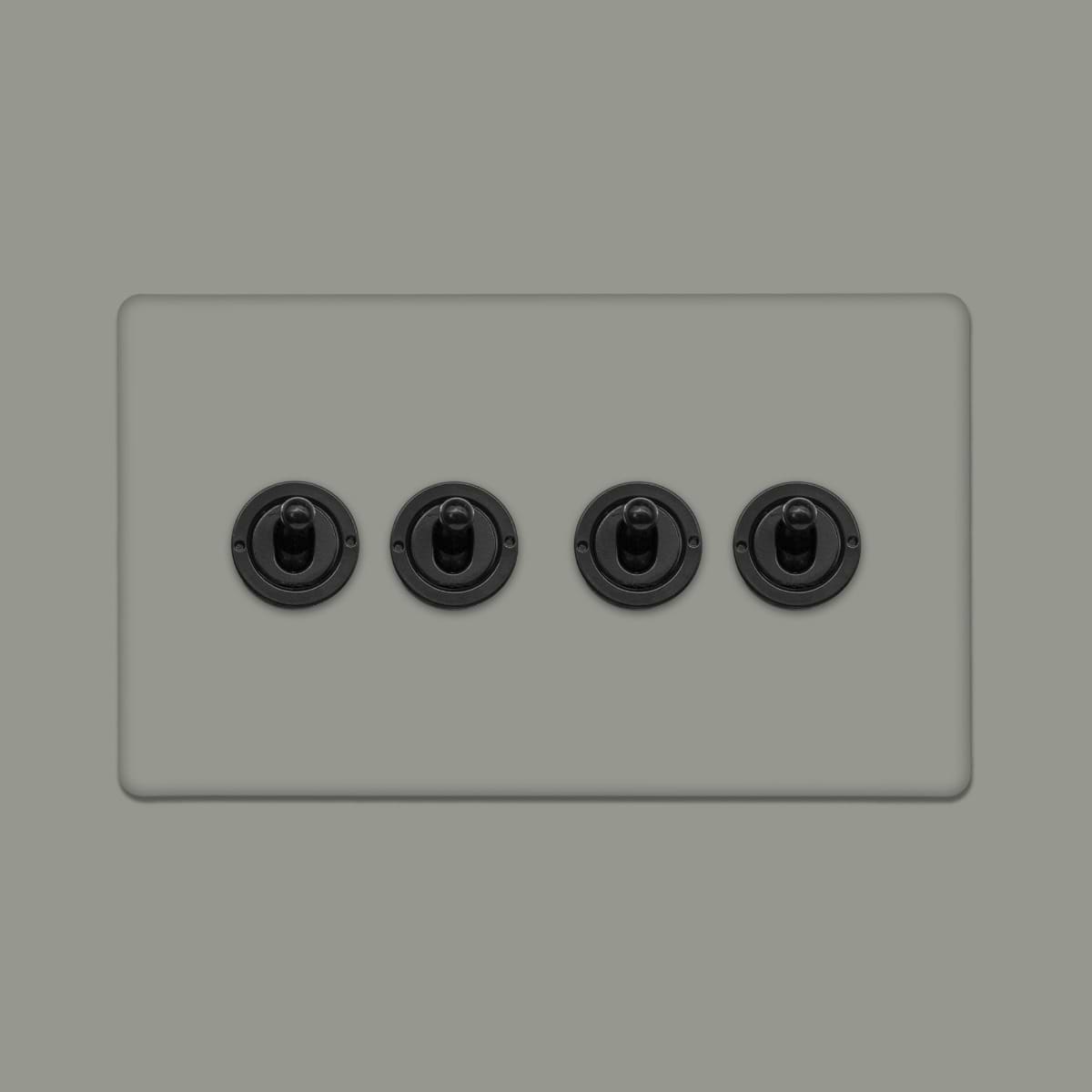 Soho Lighting Primed Paintable 4 Gang 2 Way Toggle Switch with Matt Black Switch