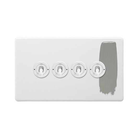 Soho Lighting Primed Paintable 4 Gang 2 Way Toggle Switch with White Switch