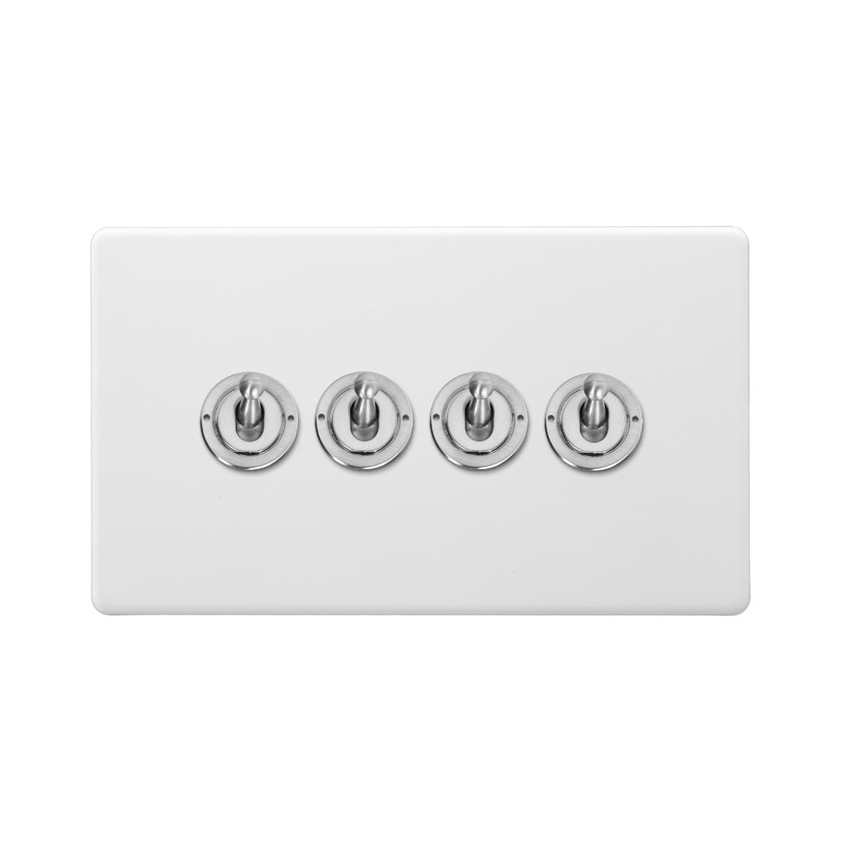 Soho Lighting Primed Paintable 4 Gang 2 Way Toggle Switch with Brushed Chrome Switch