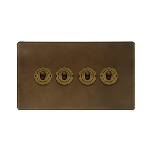 The Westminster Collection Vintage Brass Period 4 Gang 2 Way Toggle Switch