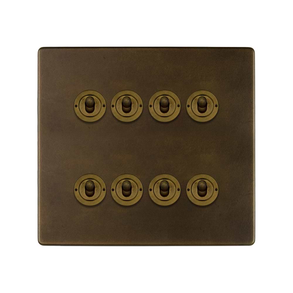 The Westminster Collection Vintage Brass 8 Gang Toggle Light Switch 20A 2 Way