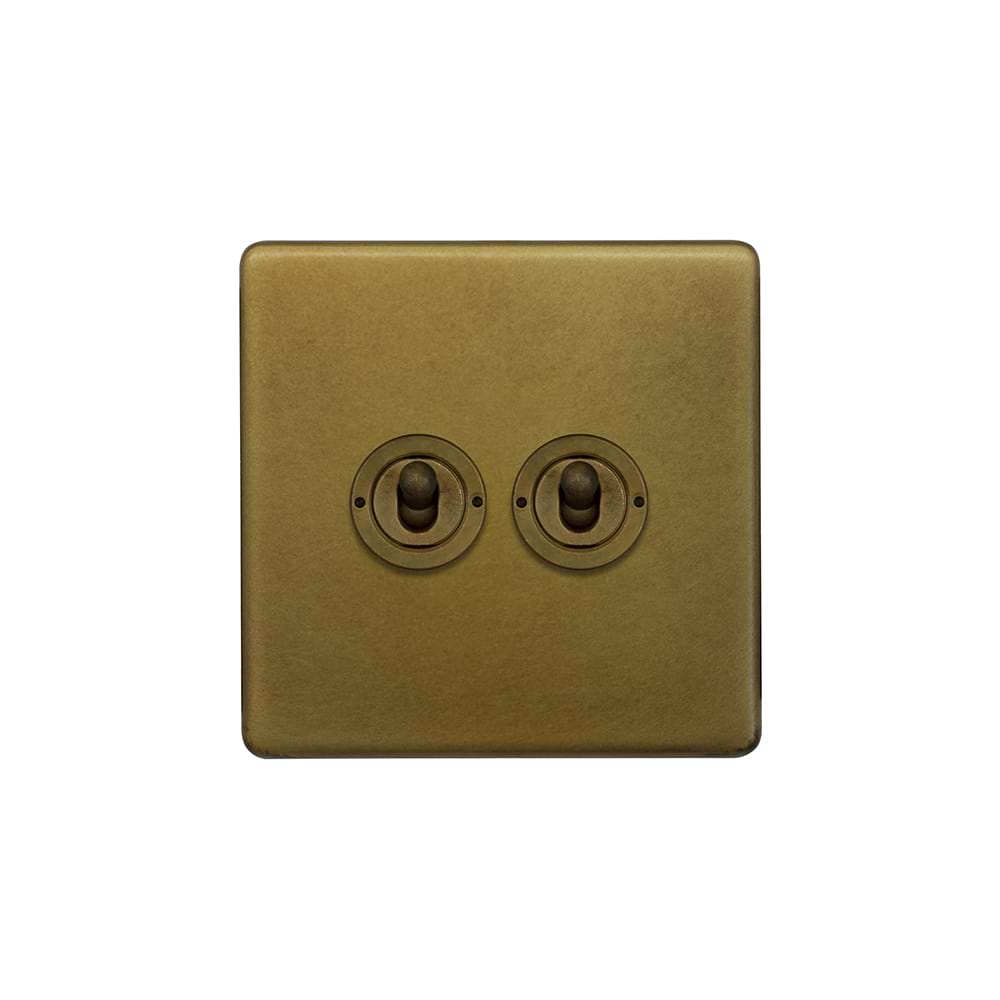 The Belgravia Collection Old Brass 2 Gang Intermediate Toggle Switch