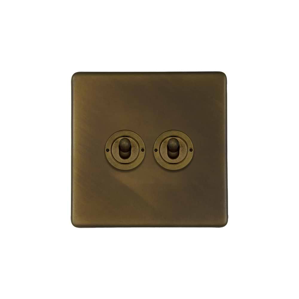 The Westminster Collection Vintage Brass 2 Gang Intermediate Toggle Switch