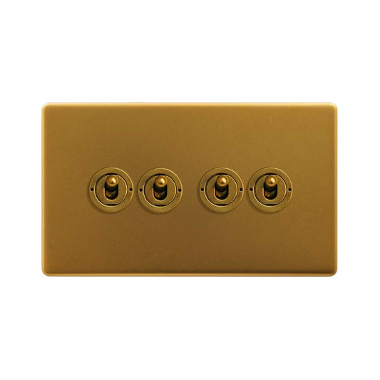 The Sloane Collection Antique Gold 4 Gang Intermediate Toggle Switch