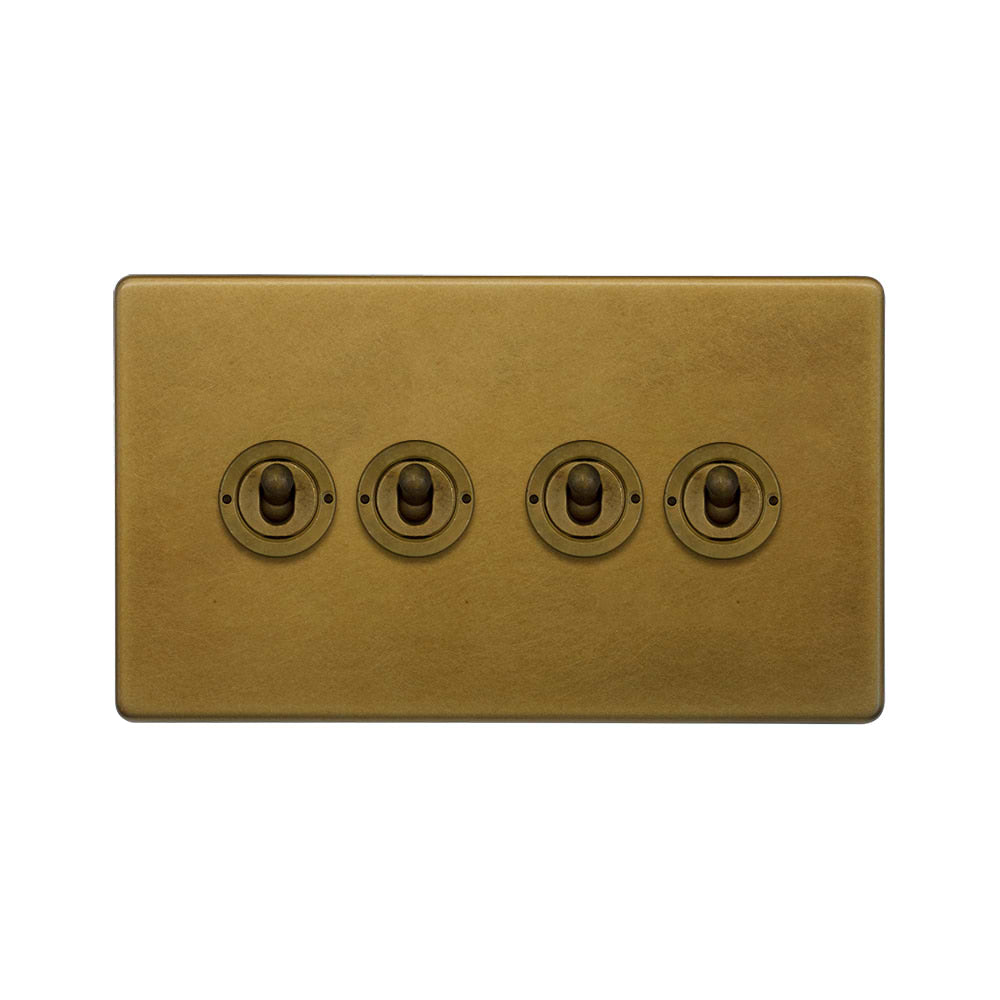 The Belgravia Collection Old Brass 4 Gang Intermediate Toggle Switch