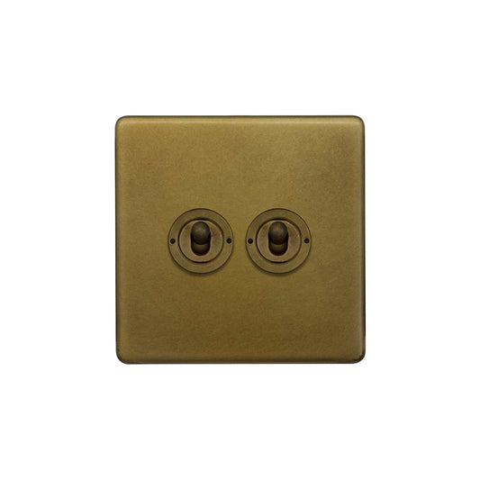 The Belgravia Collection Old Brass 2 Gang Intermediate & 2 Way Toggle Switch