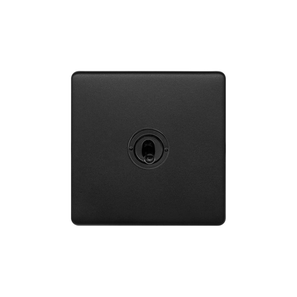 The Camden Collection Matt Black 1 Gang Retractive Toggle Switch Screwless