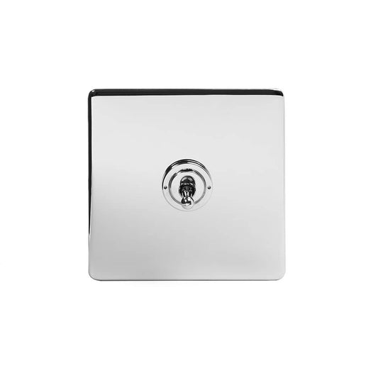 The Finsbury Collection Polished Chrome 1 Gang Retractive Toggle Switch Screwless