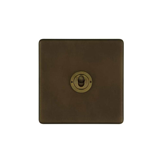 The Westminster Collection Vintage Brass 1 Gang Retractive Toggle Switch