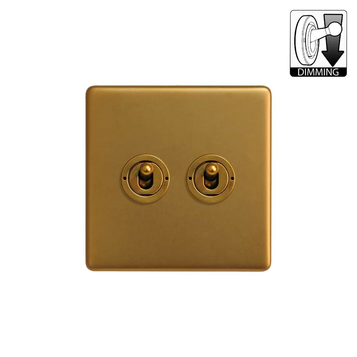 The Sloane Collection Antique Gold 2 Gang Dimming Toggle Switch