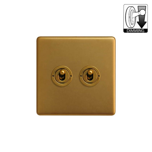The Sloane Collection Antique Gold 2 Gang Dimming Toggle Switch