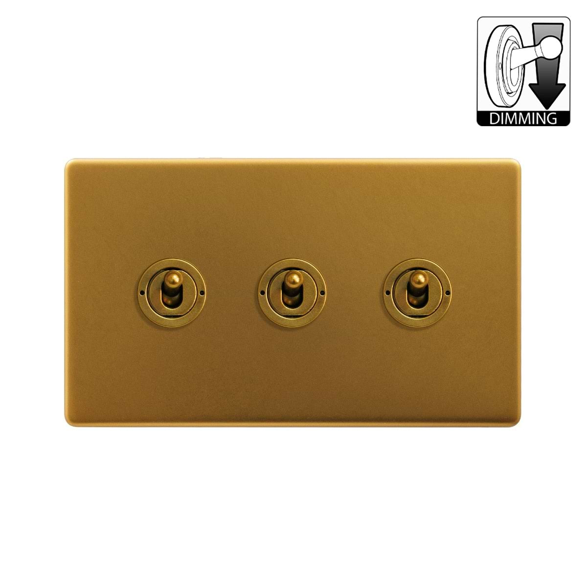 The Sloane Collection Antique Gold 3 Gang Dimming Toggle Switch