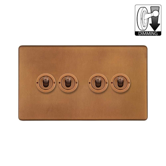 The Chiswick Collection Antique Copper 4 Gang Dimming Toggle Switch