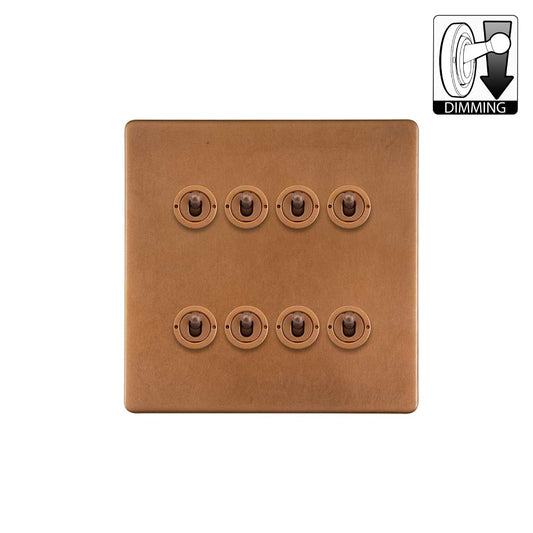 The Chiswick Collection Antique Copper 8 Gang Dimming Toggle Switch