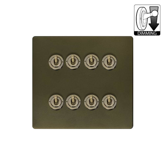 The Eton Collection Bronze 8 Gang Dimming Toggle Switch