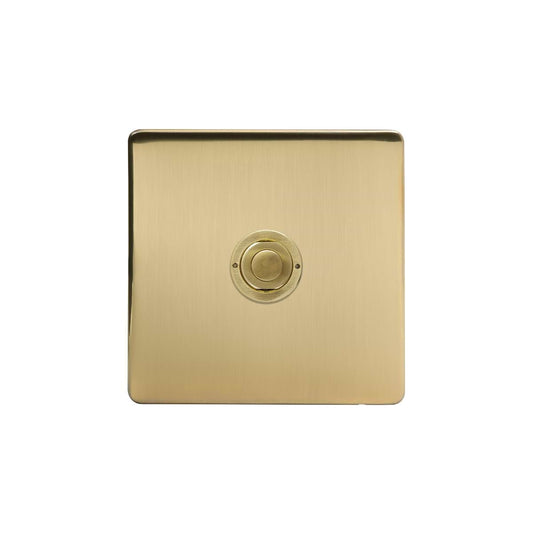 Soho Lighting Brushed Brass 1 Gang 6A 2 Way Retractive Push Button Switch