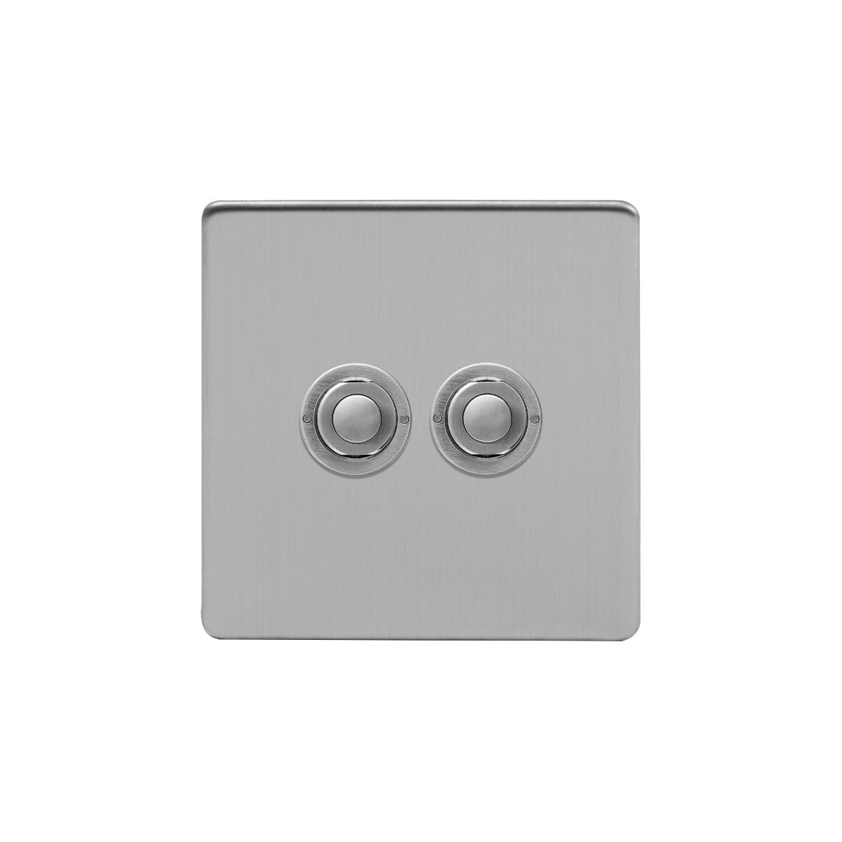 Soho Lighting Brushed Chrome 2 Gang 6A 2 Way Retractive Push Button Switch