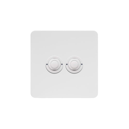 Soho Lighting White Metal 2 Gang 6A 2 Way Retractive Push Button Switch