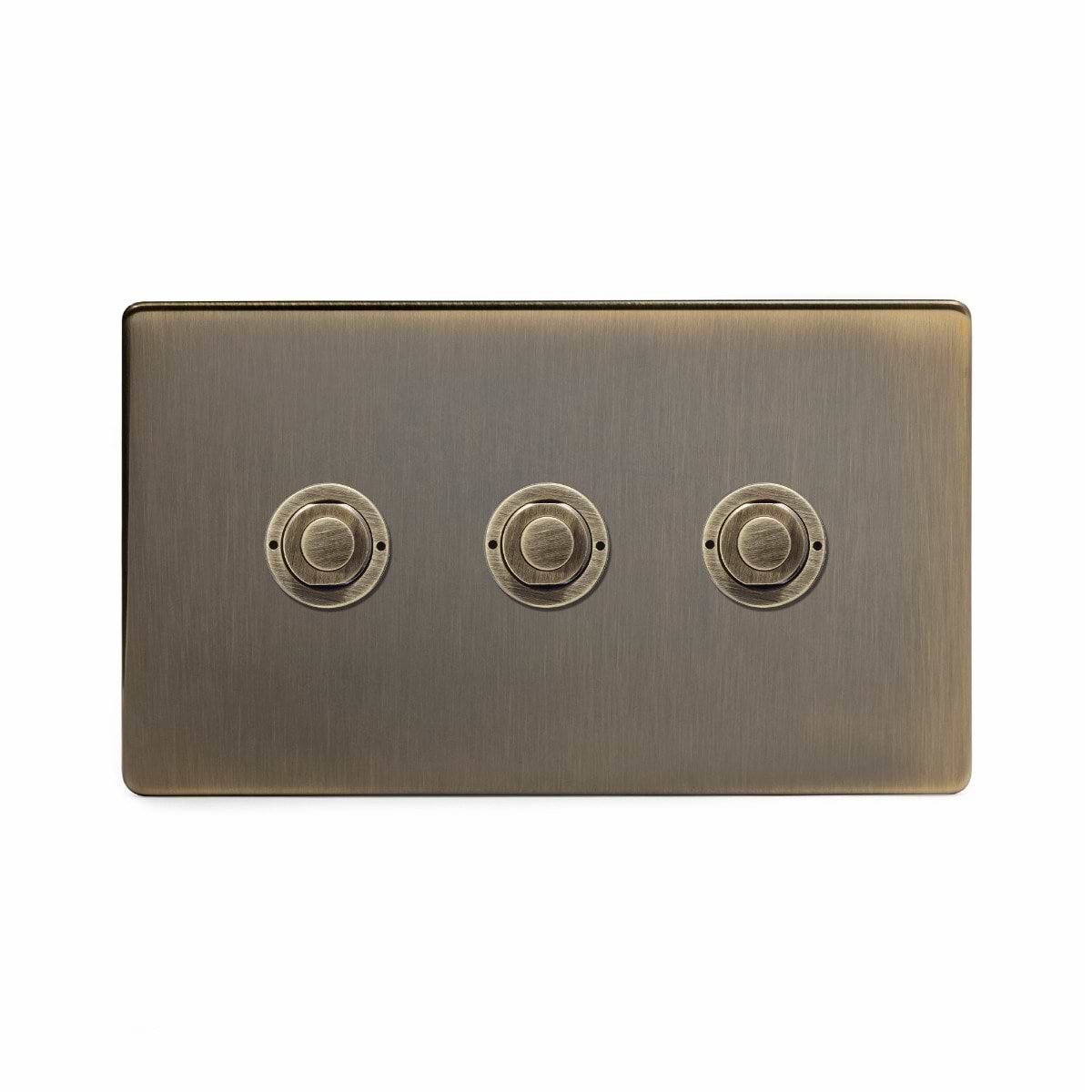 Soho Lighting Antique Brass 3 Gang 6A 2 Way Retractive Push Button Switch