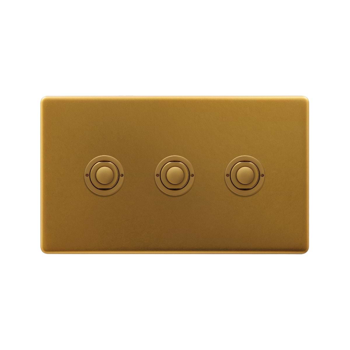 Soho Lighting Antique Gold 3 Gang 6A 2 Way Retractive Push Button Switch