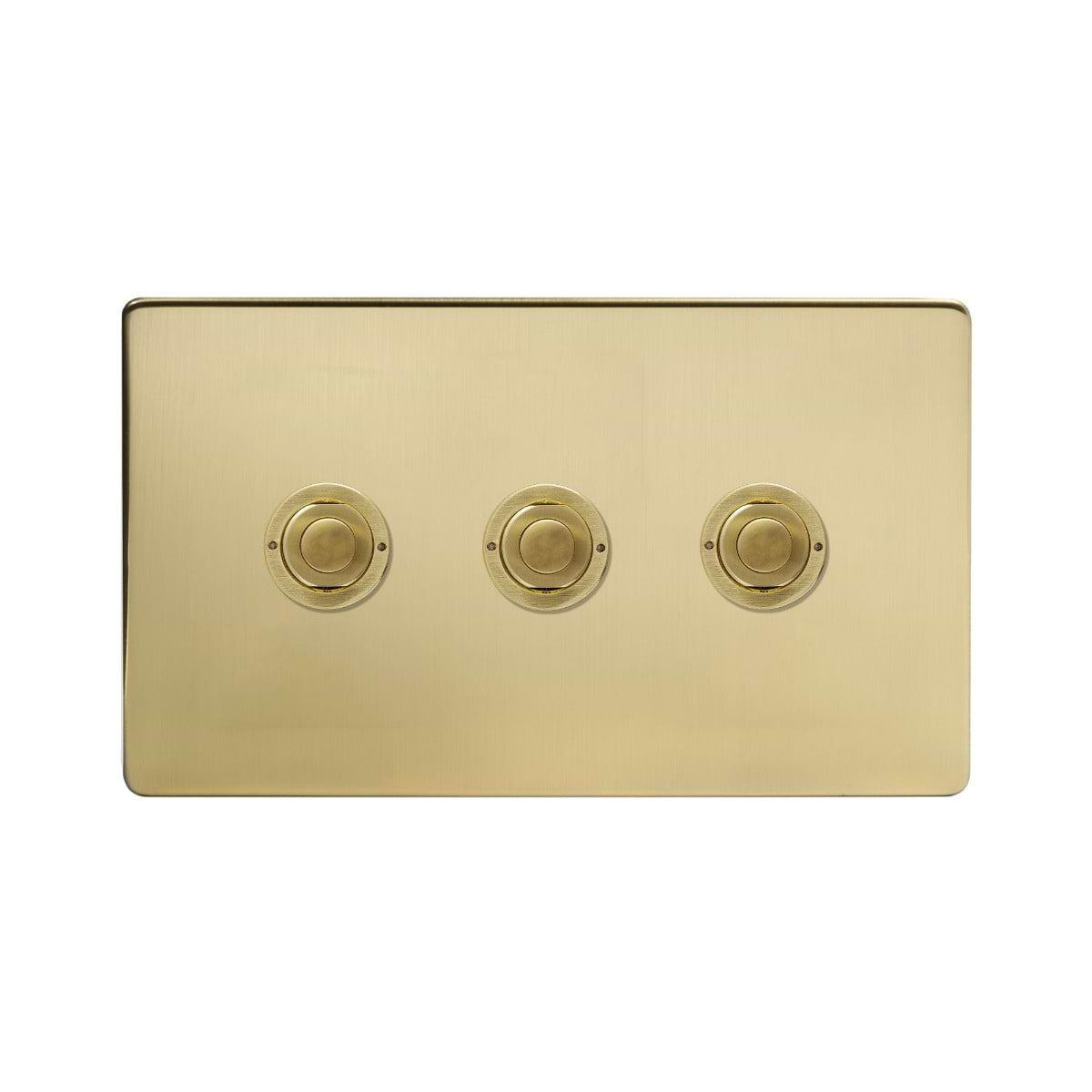 Soho Lighting Brushed Brass 3 Gang 6A 2 Way Retractive Push Button Switch