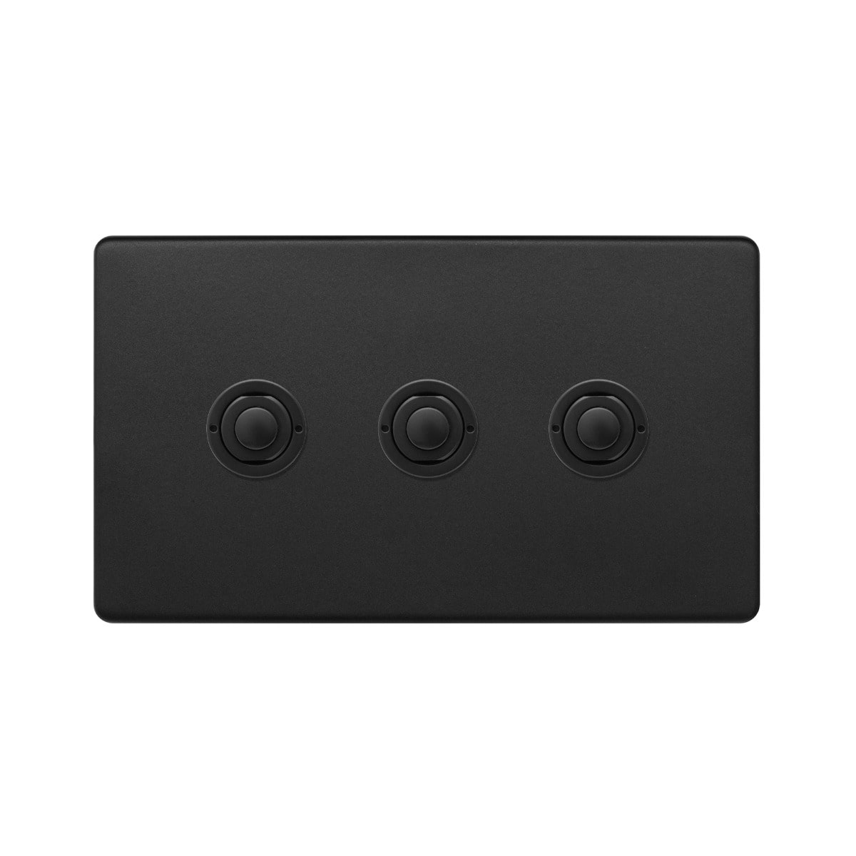 Soho Lighting Matt Black 3 Gang 6A 2 Way Retractive Push Button Switch