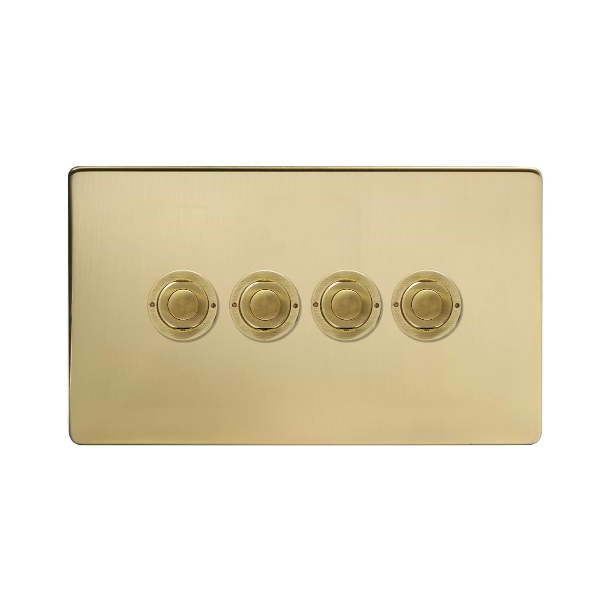 Soho Lighting Brushed Brass 4 Gang 6A 2 Way Retractive Push Button Switch