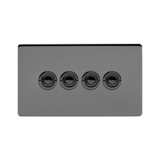 Soho Lighting Black Nickel 4 Gang 6A 2 Way Retractive Push Button Switch